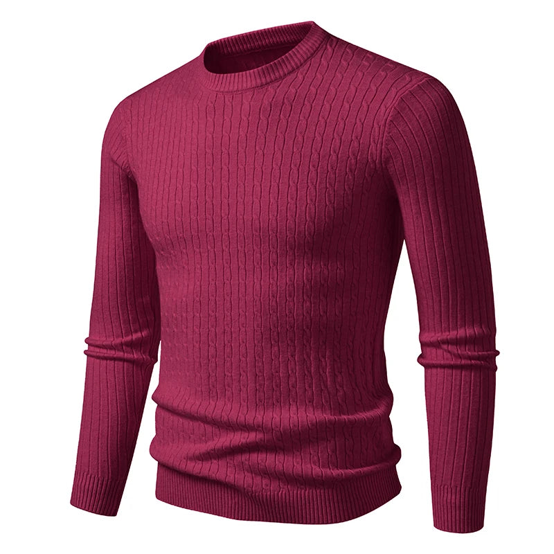 Men's Ribbed Crew Neck Long Sleeve Sweater