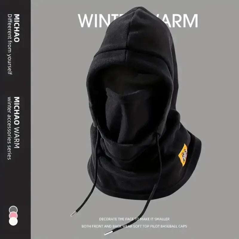 Unisex Hooded Winter Hat with Face Panel and Extended Neck Coverage