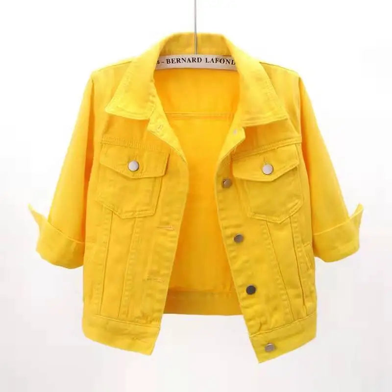 Women's Cotton Denim Three-Quarter-Sleeve Jacket