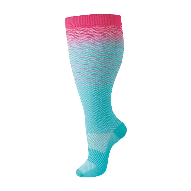 Plus Size Knee High Compression Socks with Pattern Options