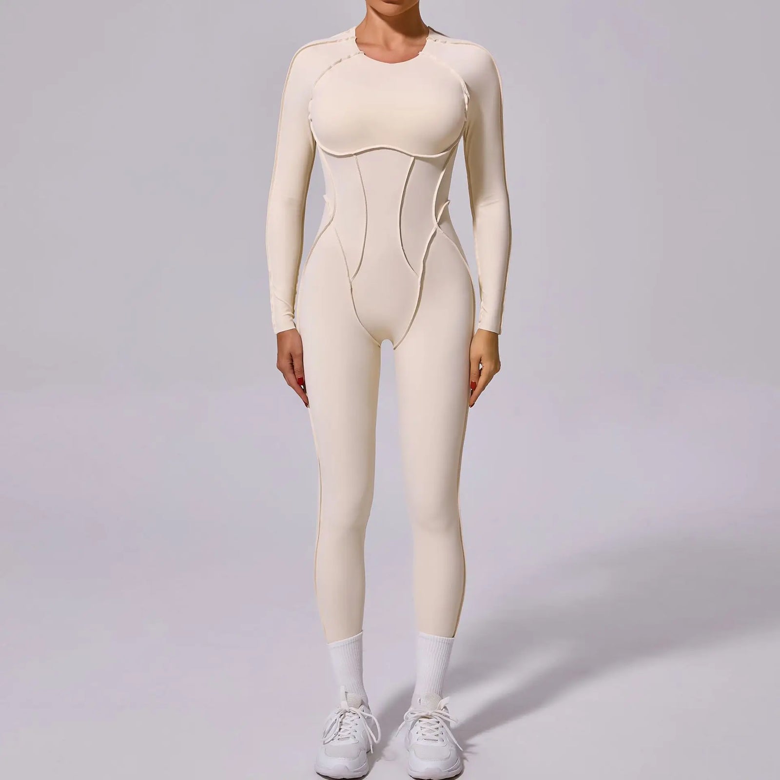 Women's Contoured Workout One Piece with Back Cutouts and Sleeve Length Options