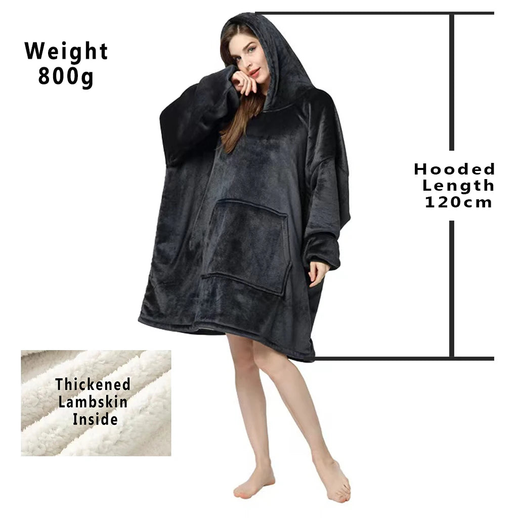 Oversized Fleece Blanket Hoodie with Original Long and Short Styles