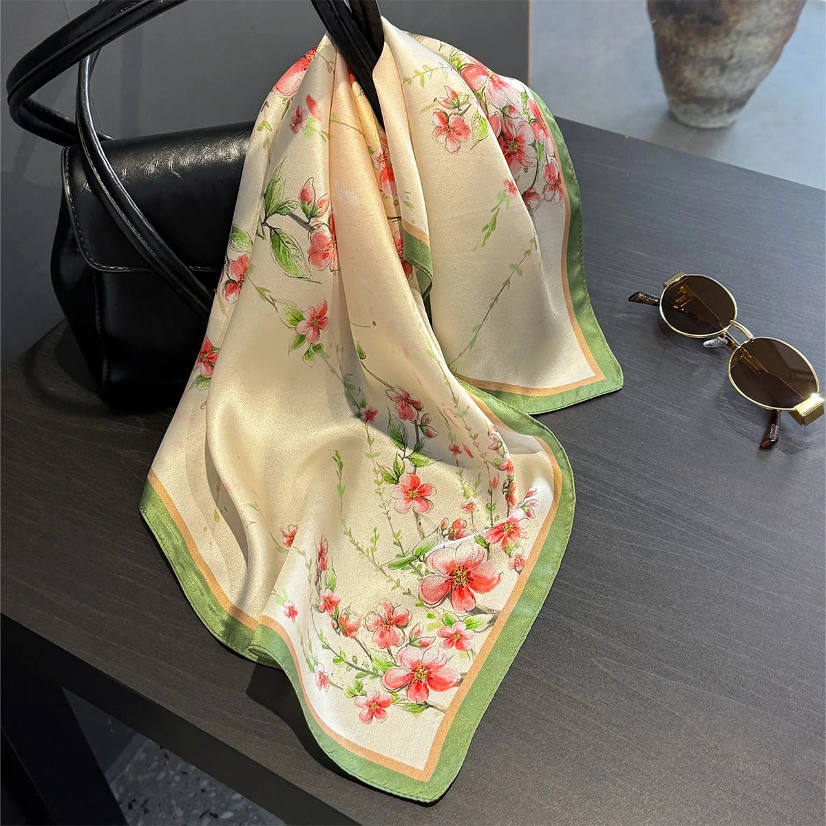 Printed Small Square Scarf for Neck and Hair Styling