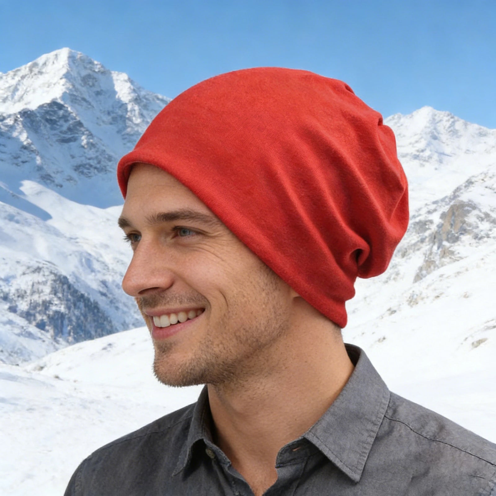 Solid Slouchy Knit Beanie with Soft Drape Shape