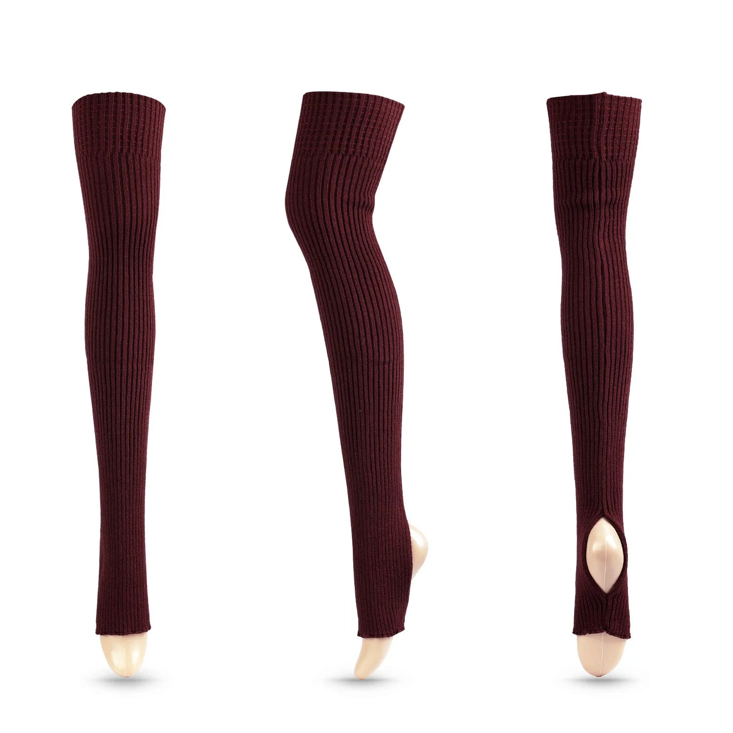 Long Ribbed Ballet Leg Warmers with Stirrup Openings
