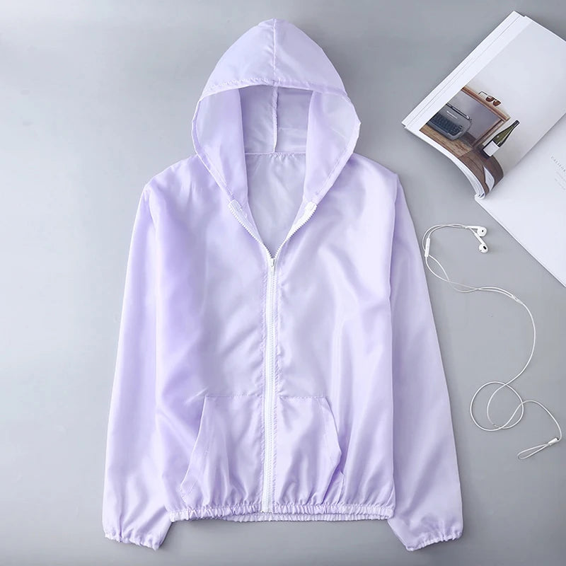Women's Hooded Long Sleeve Zip Front Jacket For Workout Outfits