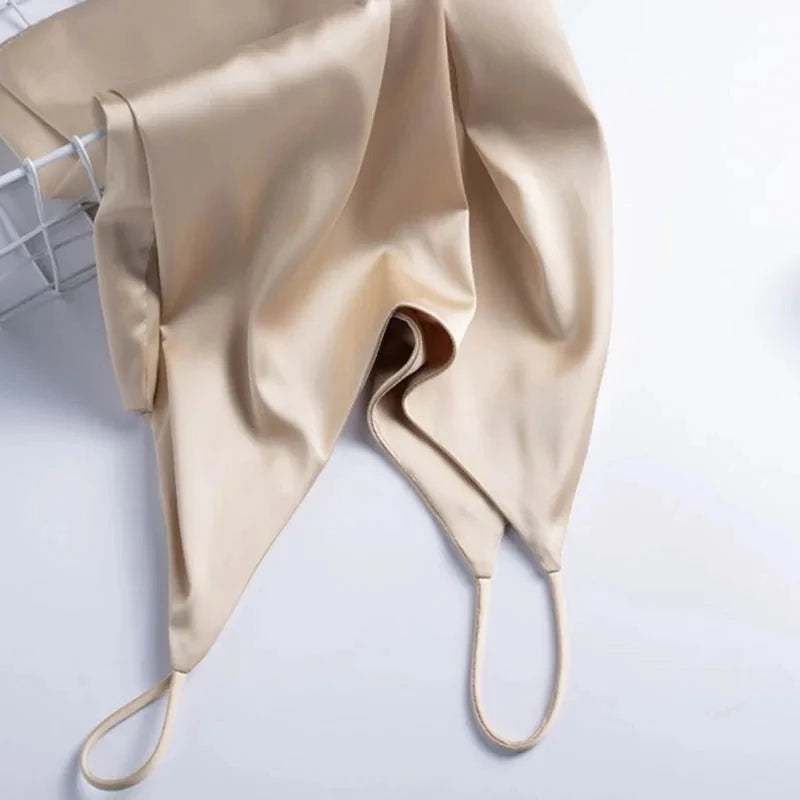 Women's V Neck Satin Silk Blend Camisole with Thin Shoulder Straps