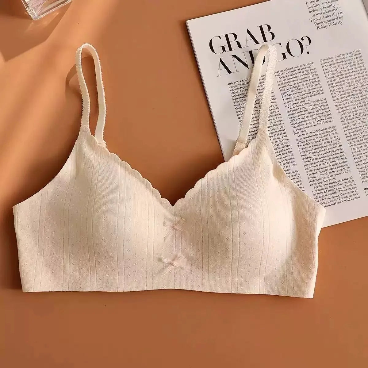 Women's Scallop Edge Bralette with Bow Front Detail