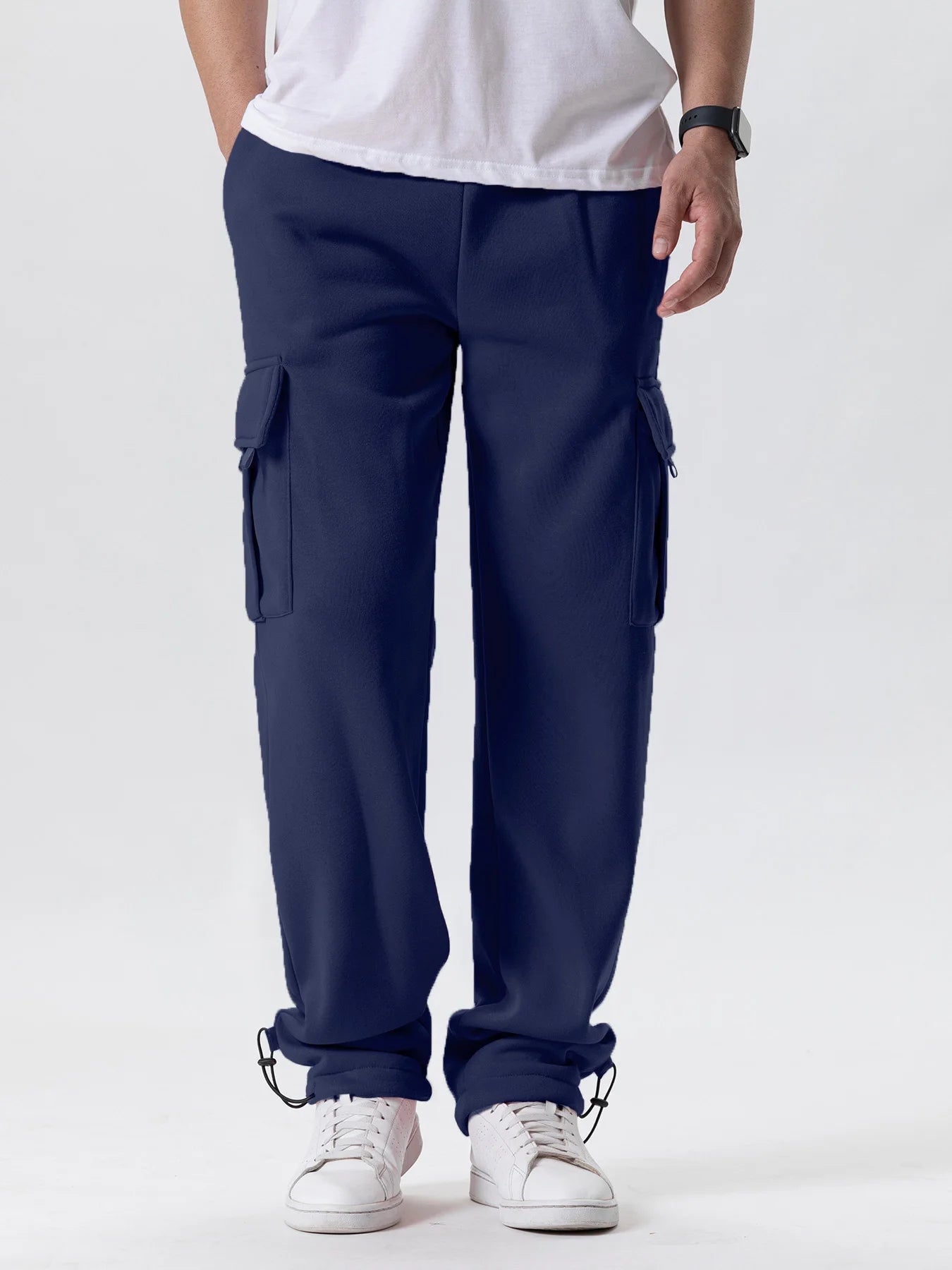 Men's Loose Straight-Leg Drawstring Cargo Pants