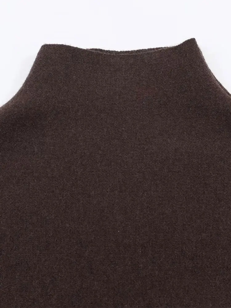 Stand Neck Plush Hem Cape for Layering over Outfits