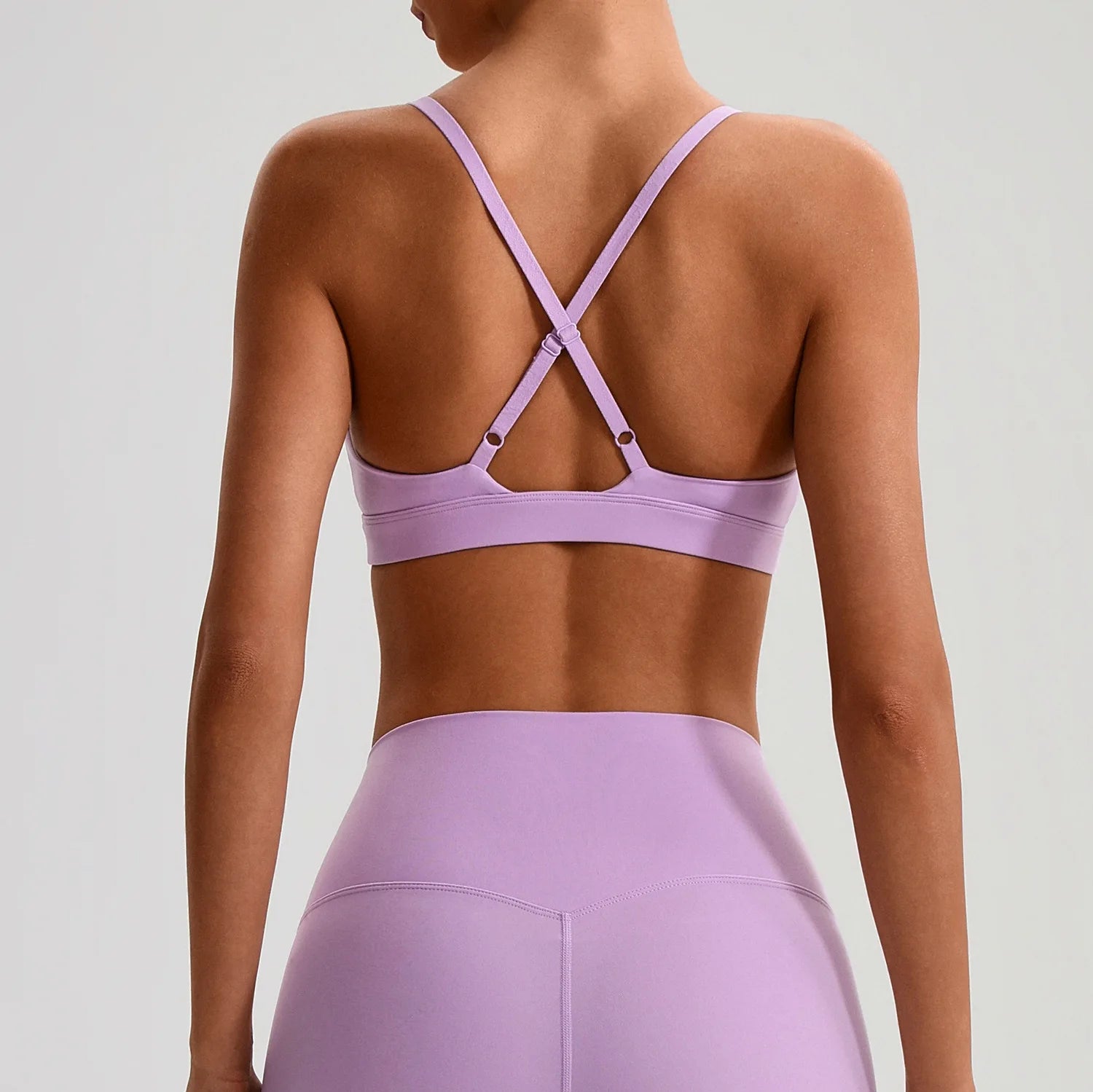 Women's V Neck Thin Strap Cross Back Sports Bra
