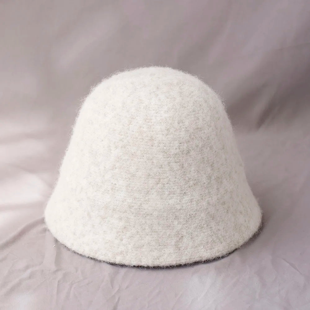 Plush Bucket Hat with Rounded Crown and Short Brim