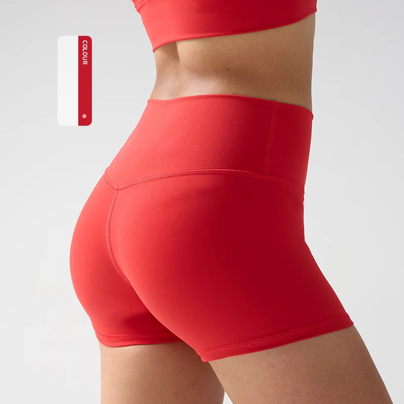 Women's High Waist Nylon Blend Shorts for Yoga and Fitness