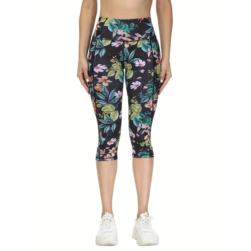 Women's Side Pocket Capri Leggings For Workout Outfits