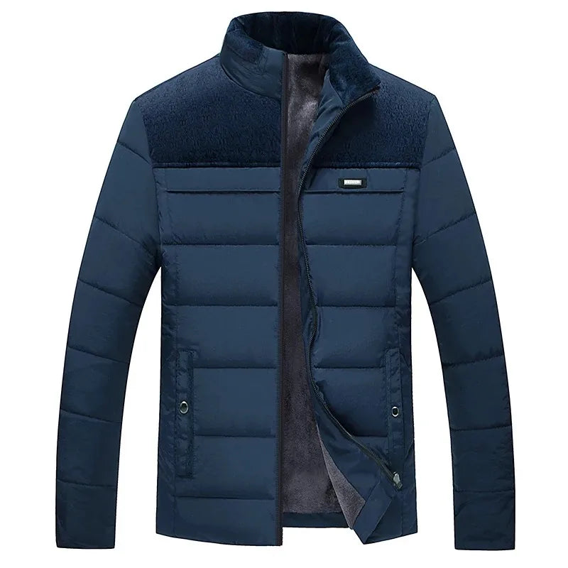 Men's Stand Collar Quilted Zip Front Jacket