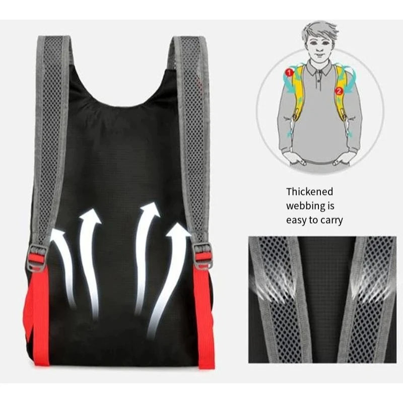 Foldable Outdoor Backpack with Front Cord and Side Pockets