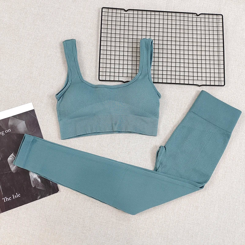 Women's Wide Strap Bra And Leggings Yoga Set
