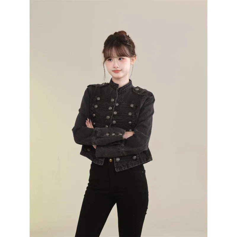 Women's Denim-Look Button-Front Jacket