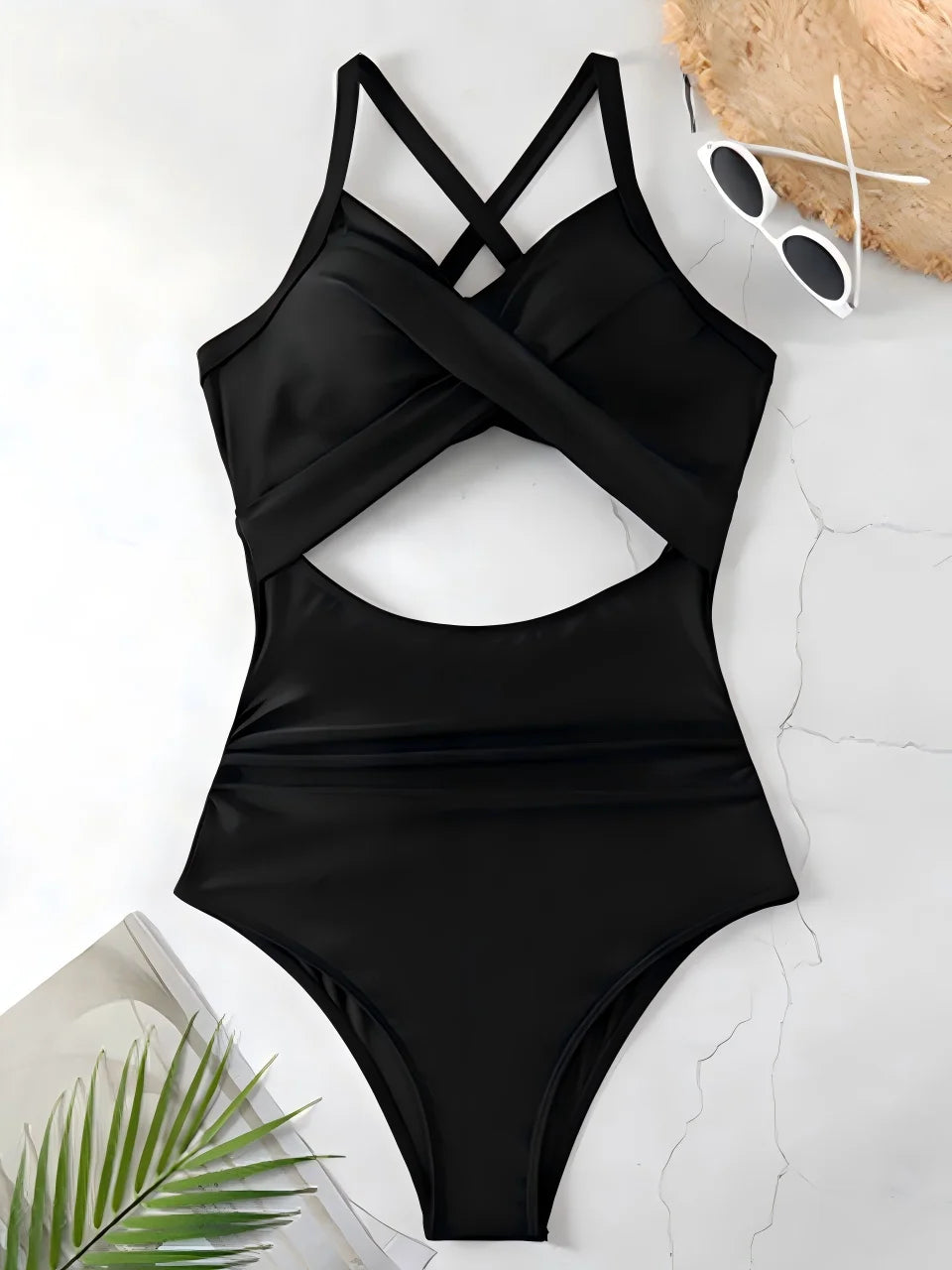 Ruched Solid One-Piece Swimsuit