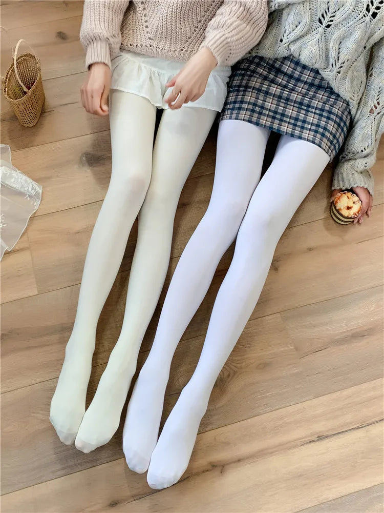 White Sheer Pantyhose with Full Leg Footed Shape