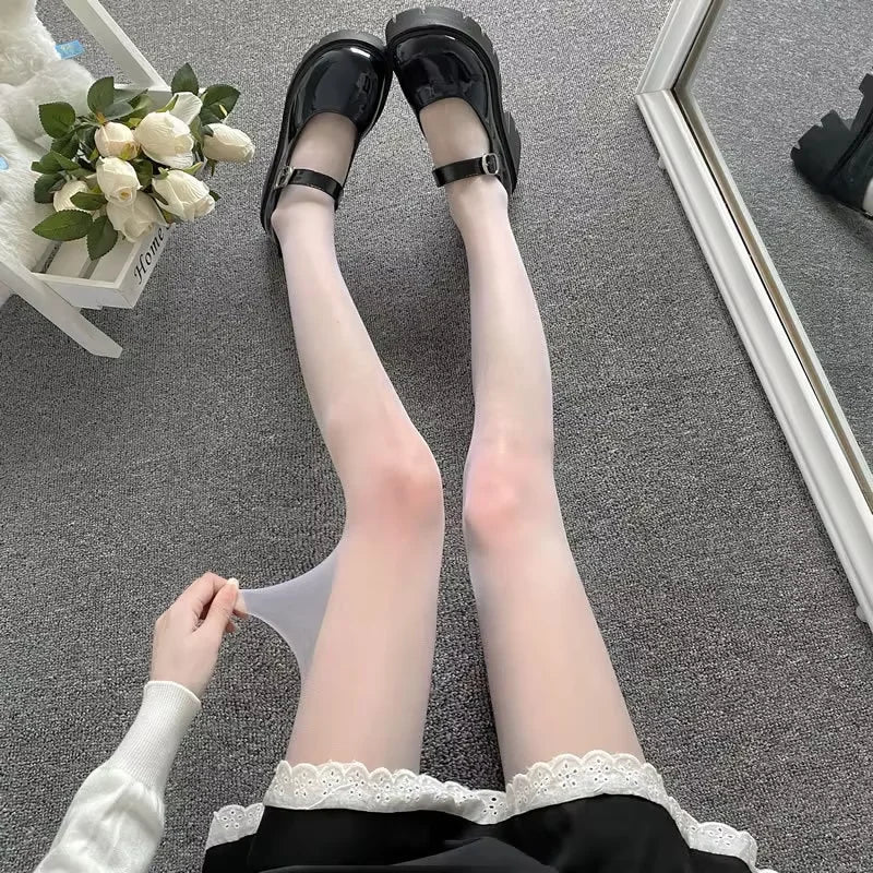 Sheer Solid Pantyhose with Full Leg Footed Shape
