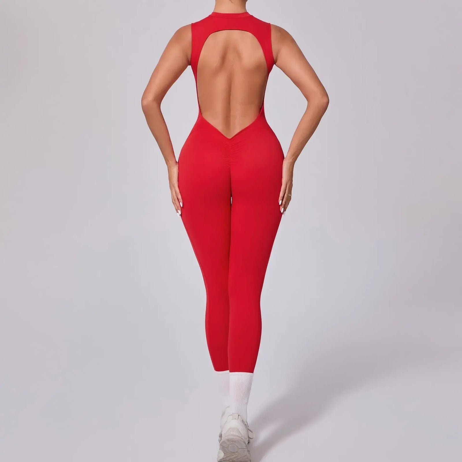 Women's High Neck Workout One Piece with Back Cutout and Leg Length Options