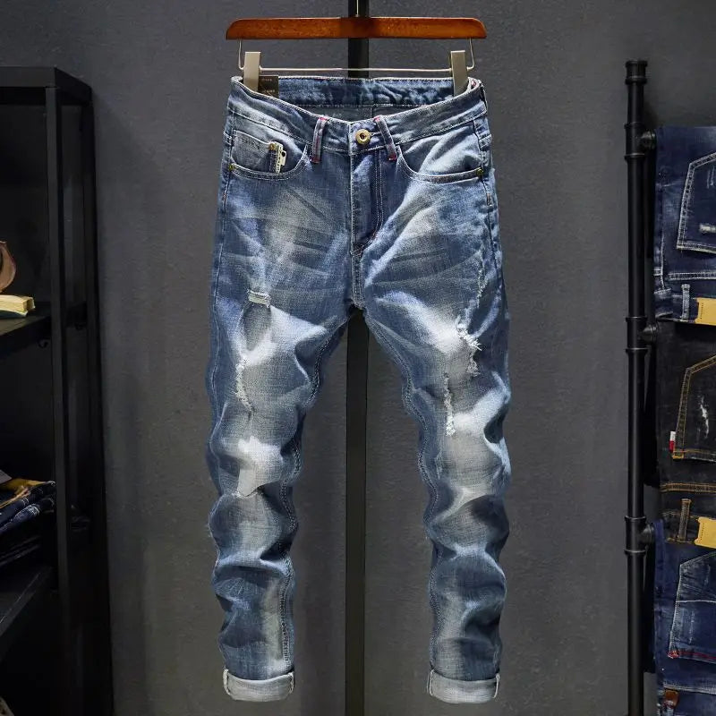 Men's Distressed Slim Fit Denim Jeans for Casual Everyday Wear