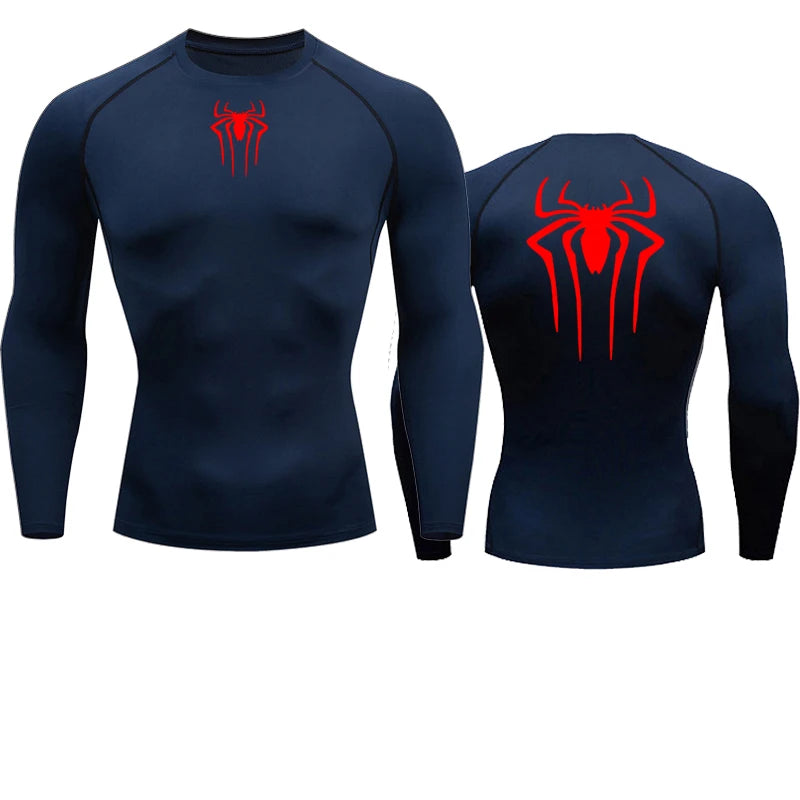 Spider Graphic Compression Long Sleeve Rash Guard For Sports Outfits