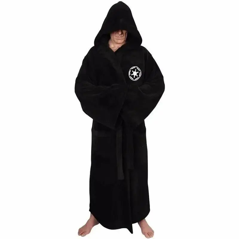 Men's Embroidered Hooded Long Sleeve Tie Waist Bathrobe