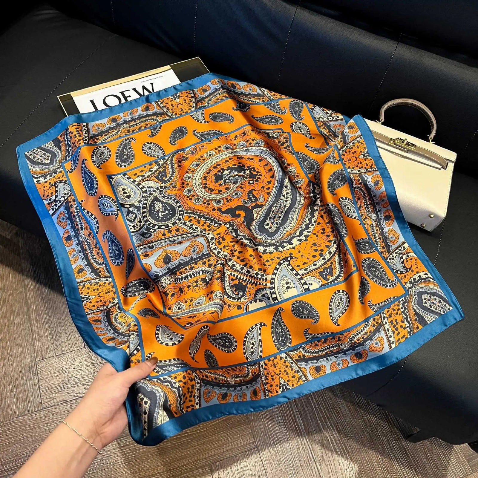 Patterned Square Scarf with Paisley and Houndstooth Style Options