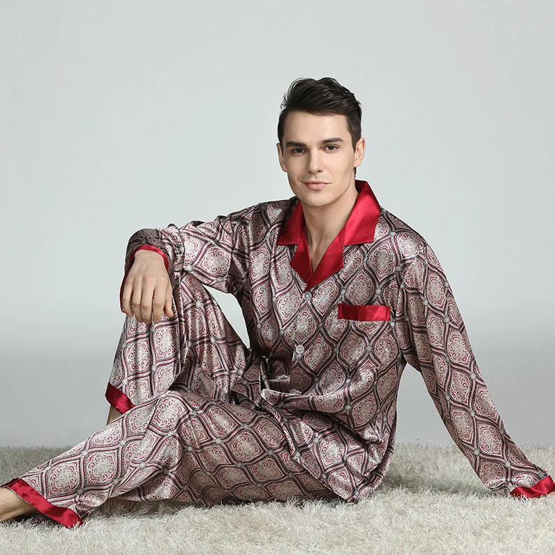 Men's Printed Button Front Pajamas with Matching Lounge Style Options