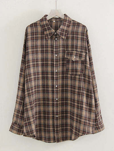 Women's Checked Collared Long Sleeve Shirt