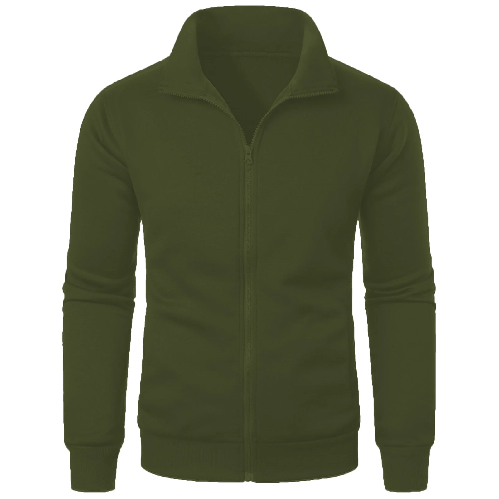Men's Solid Stand-Collar Zip-Front Jacket