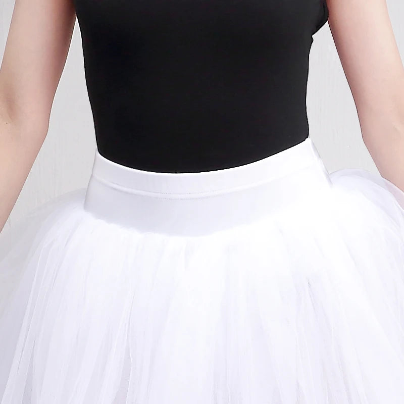 White Ballet Tutu Skirt with Elastic Waist and Attached Briefs