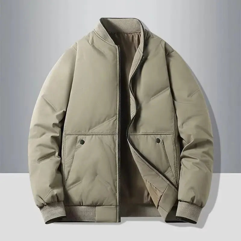 Men's Baseball-Collar Zip-Front Jacket