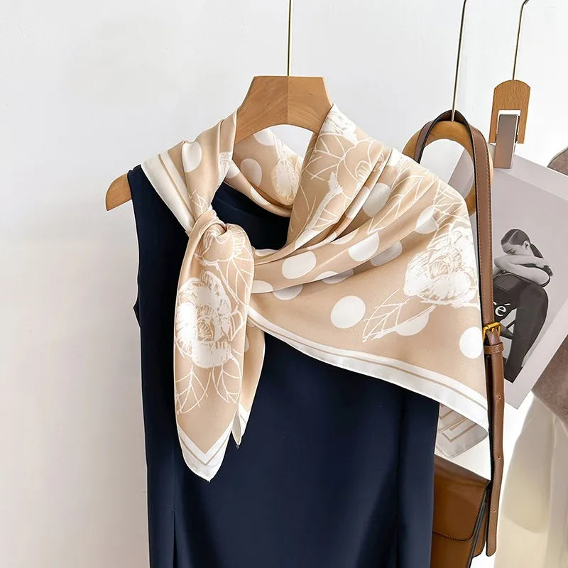 Printed Large Square Scarf with Decorative Border Designs