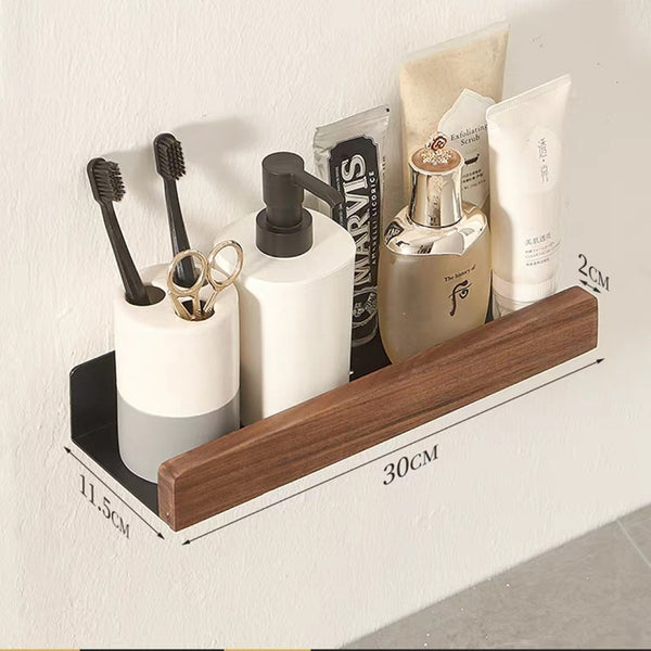 Bathroom Rack Wall-mounted Shower Room Toilet  Nordic style Shelf Cosmetic Storage kitchen Multi-purpose Shelf Solid Wood