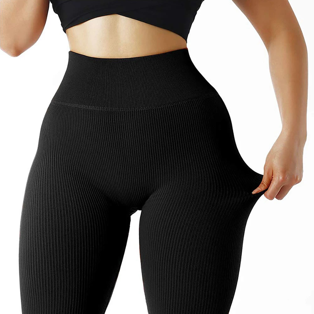 Women's Ribbed Full Length Leggings For Workout Outfits