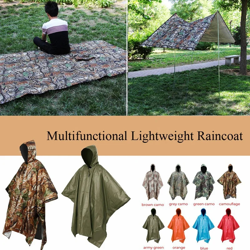 Camouflage Hooded Poncho for Layering over Tops and Dresses