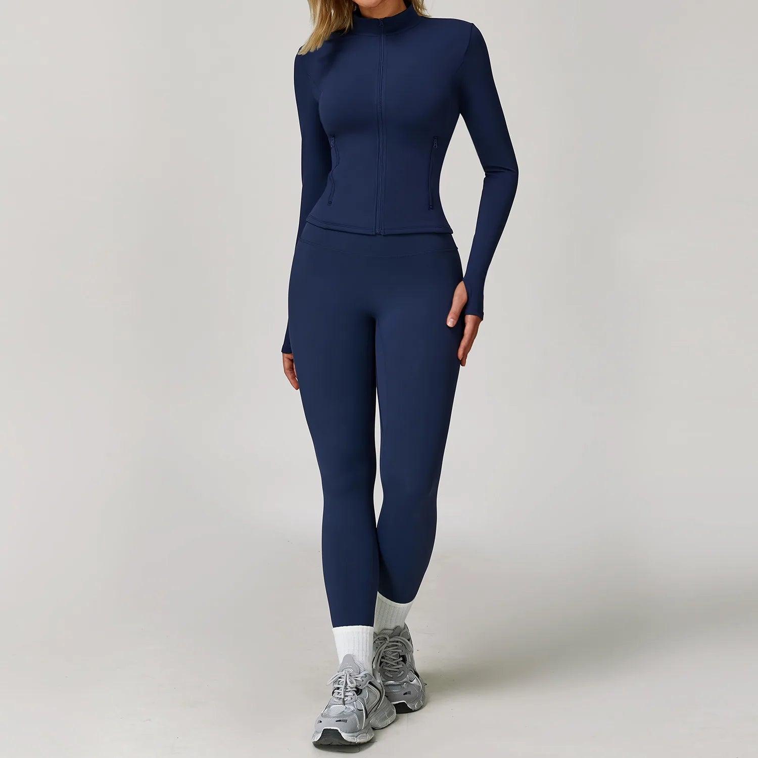 Women's Zip Layer Bra And Leggings Yoga Set