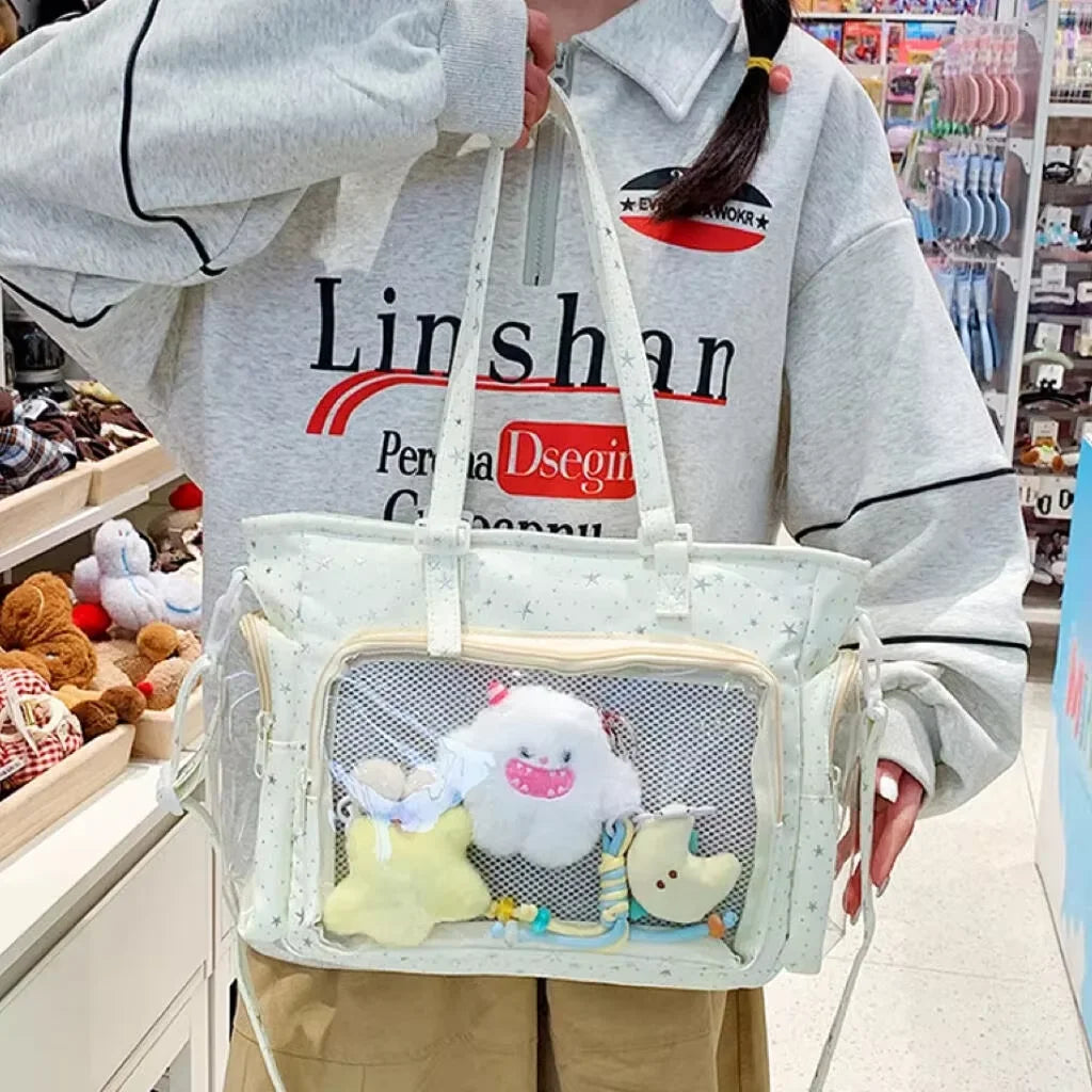 Decorative Display Tote Bag with Transparent Front Pocket