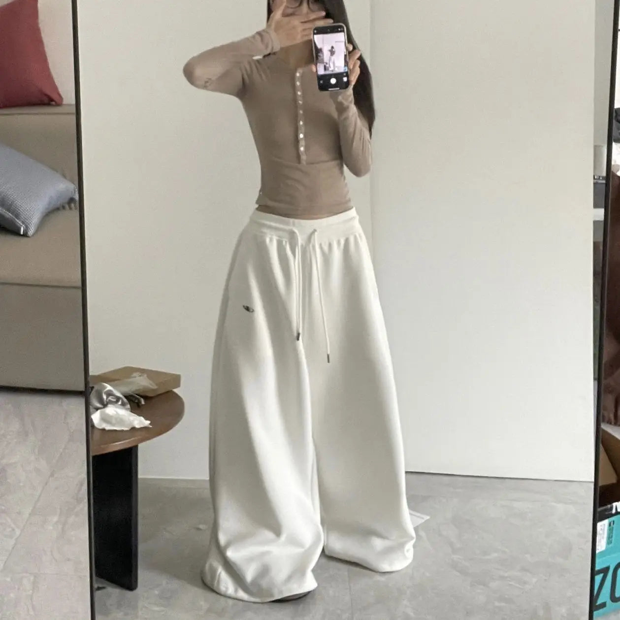 Full Length Wide Leg Casual Cargo Pants with Pockets