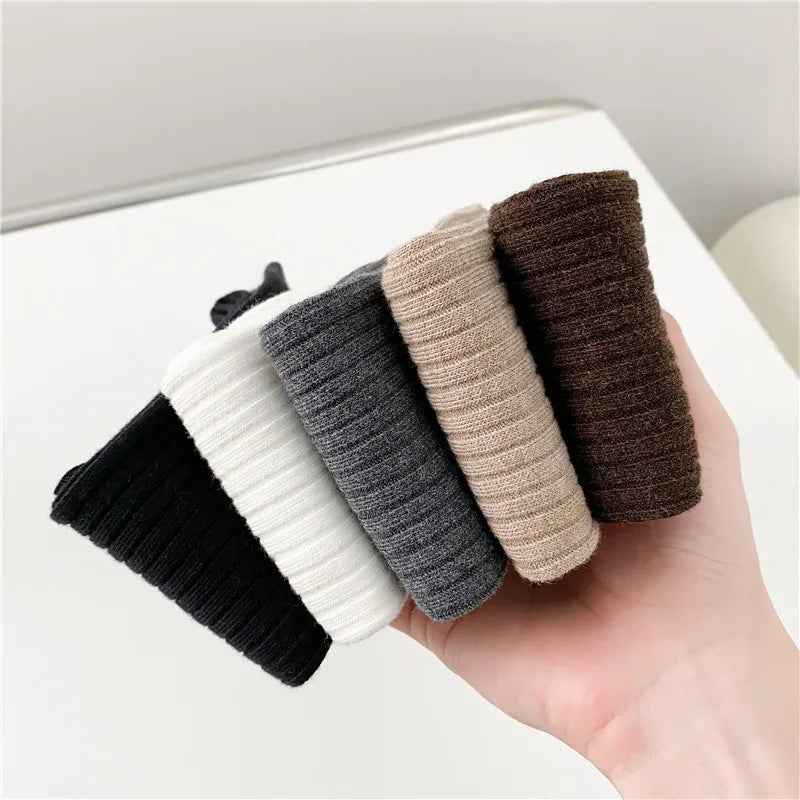 Solid Ribbed Knee High Socks with Shaped Heel