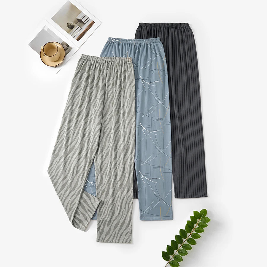 Men's Patterned Elastic Waist Straight Leg Pajama Pants