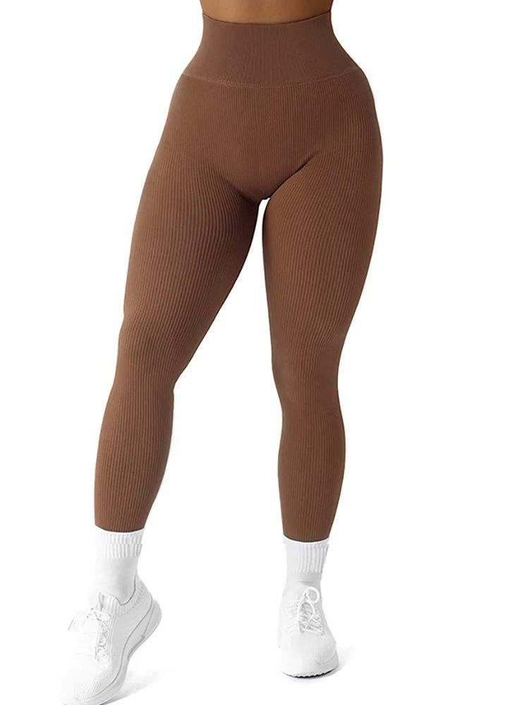 Women's Ribbed Full Length Leggings For Workout Outfits