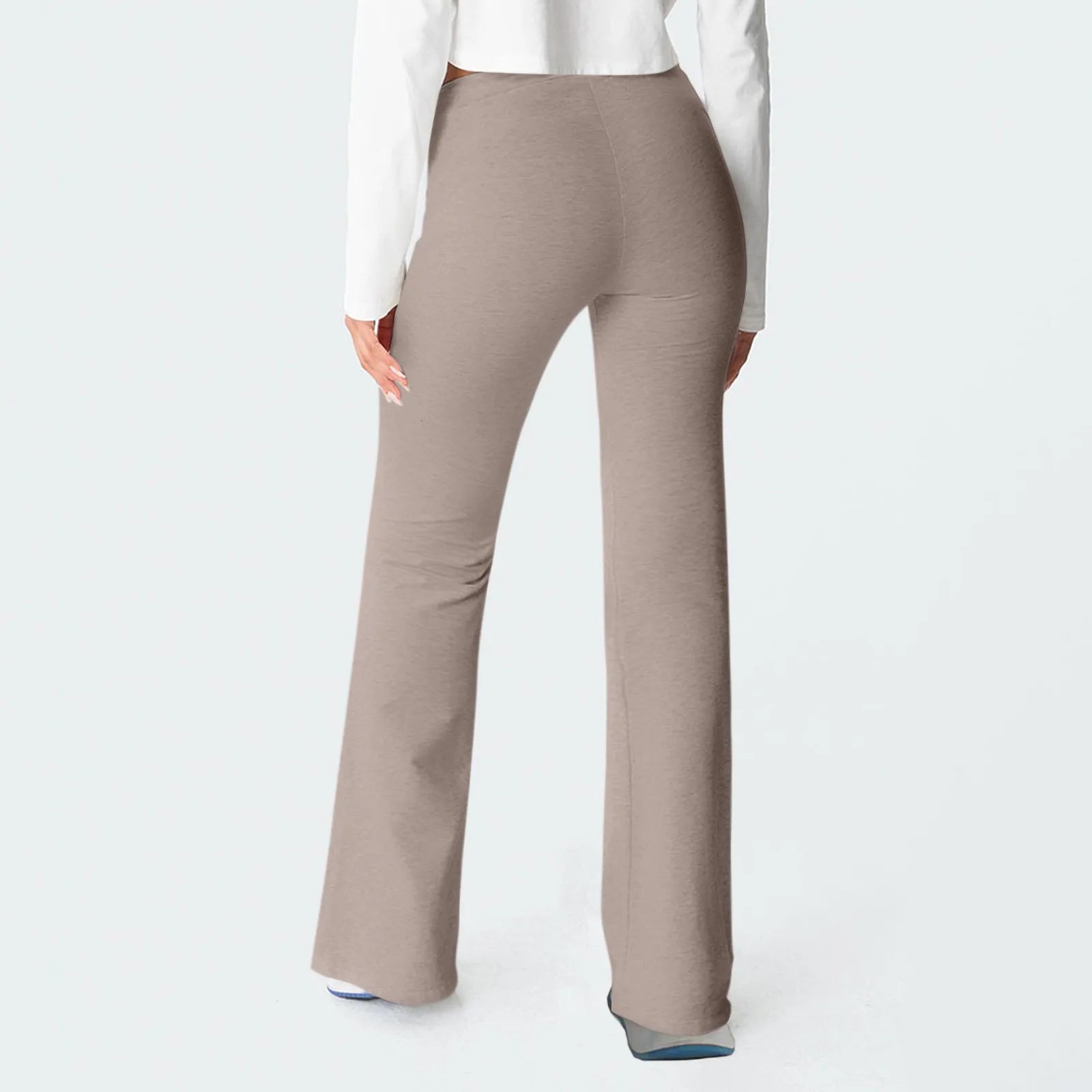 Women's Drawstring Waist Flared Pants with Pockets for Yoga and Casual Wear
