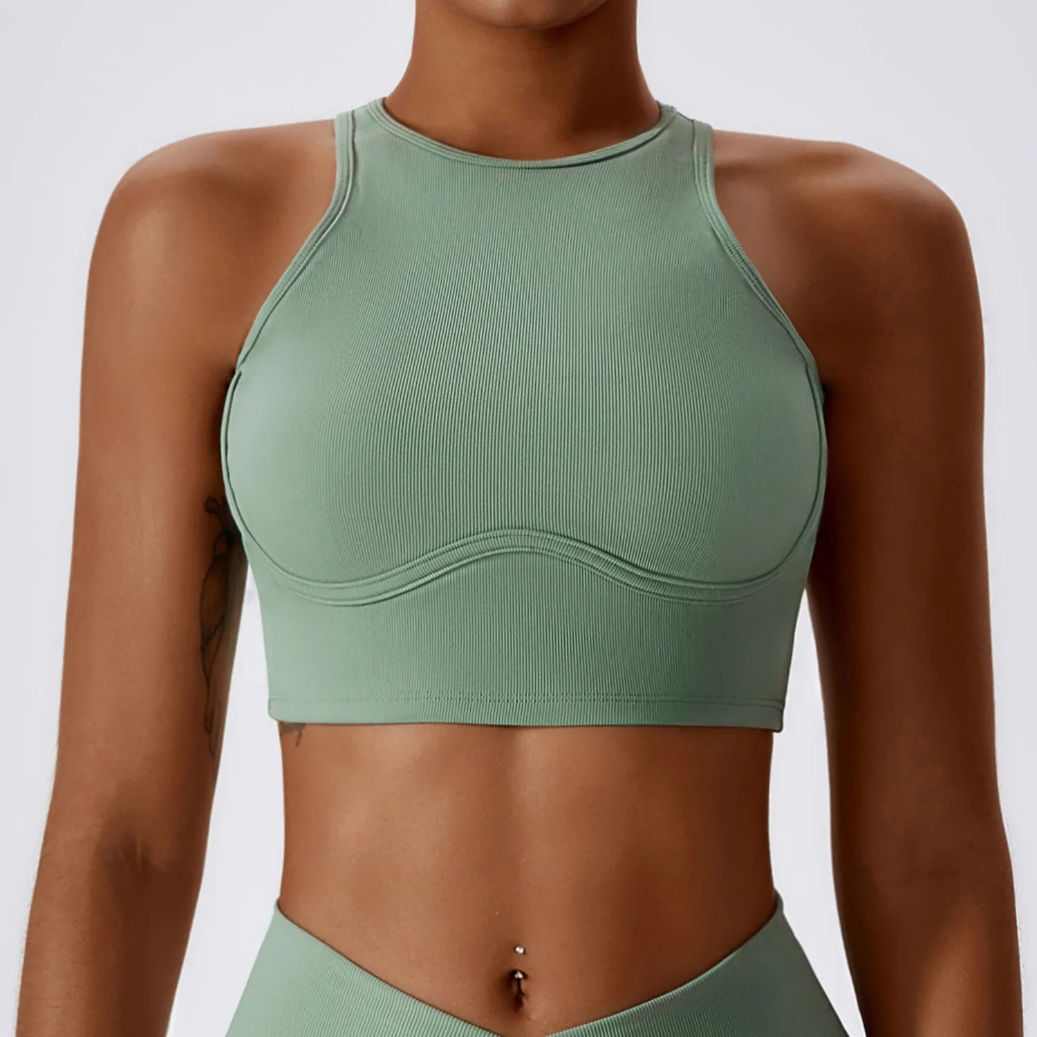Women's High Neck Keyhole Racerback Sports Bra