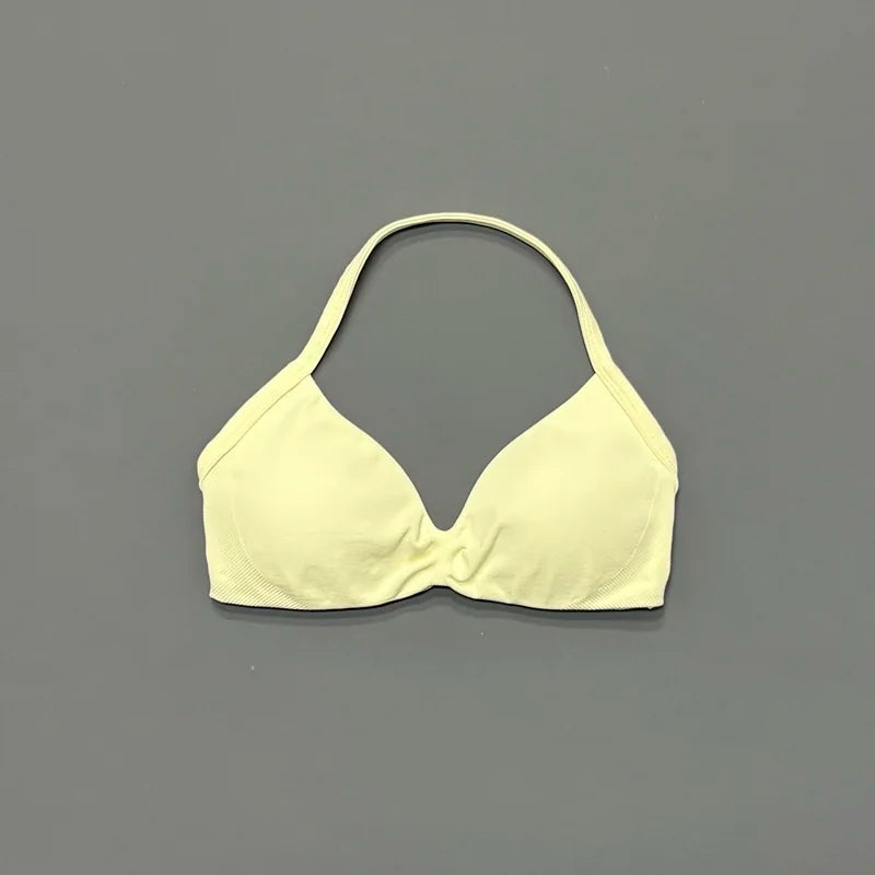 Women's Ruched Halter Neck Sports Bra