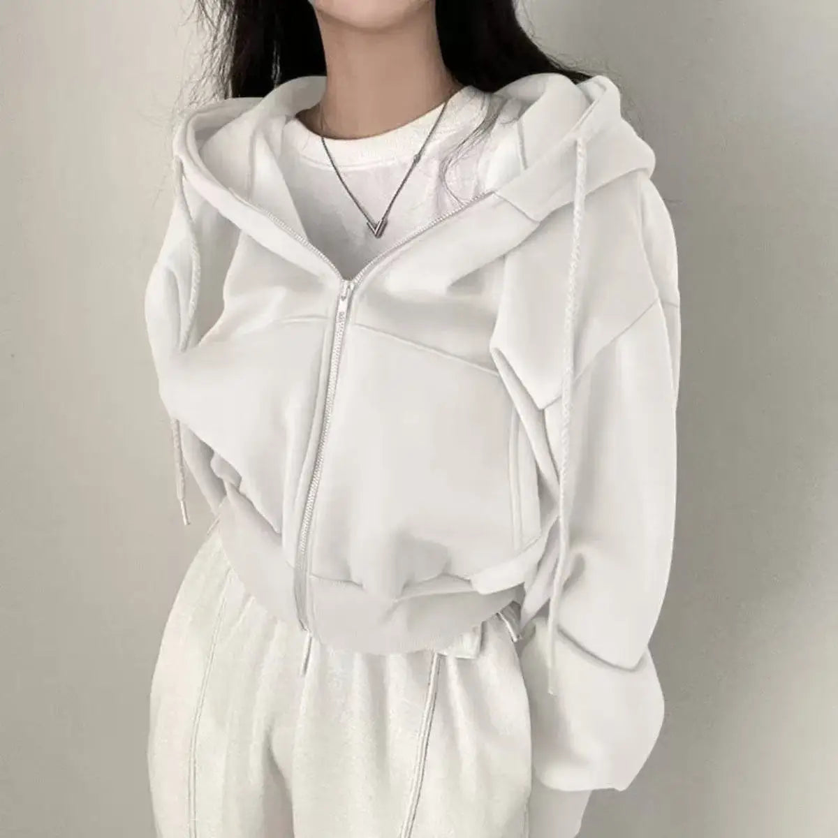 Long Sleeve Full Zip Casual Hooded Sweatshirt for Layering