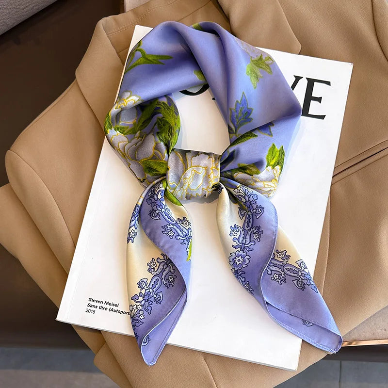 Ornate Print Square Scarf with Decorative Border Patterns